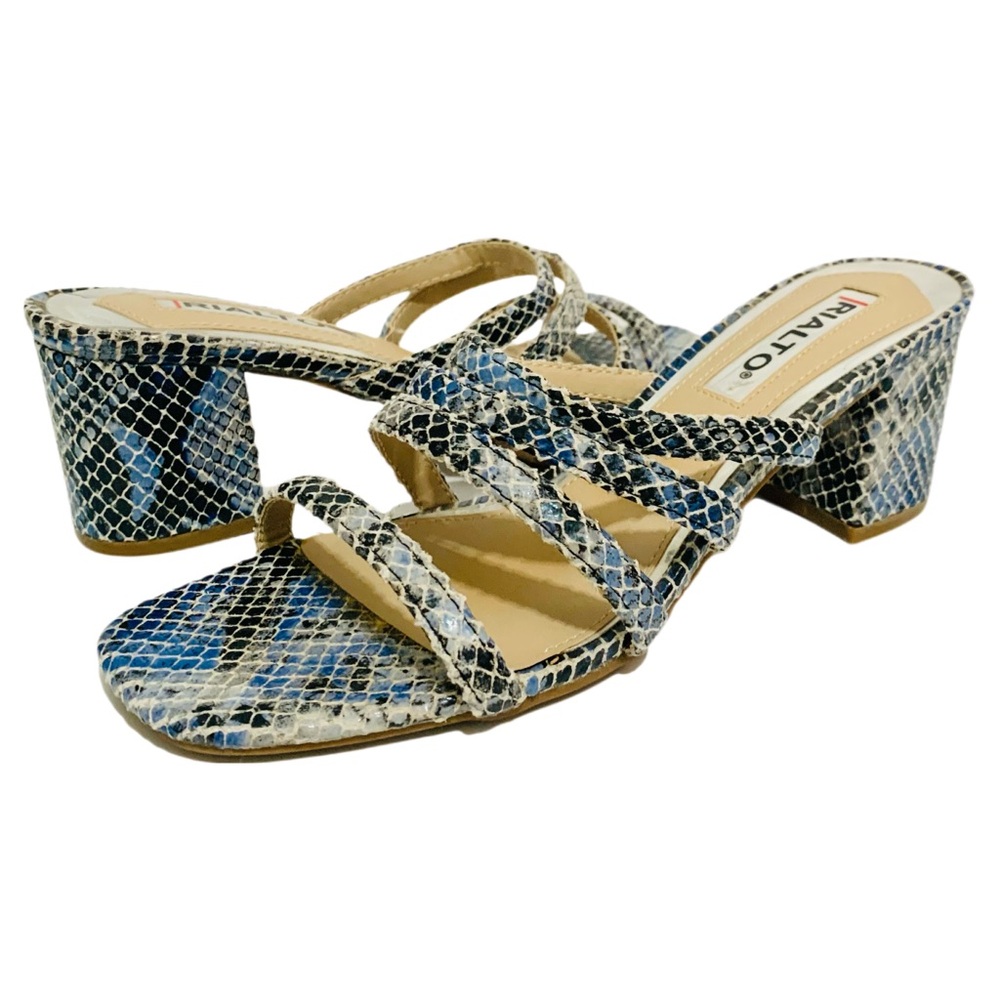Rialto Women’s Snake Print Slip On Dress Sandals Size 7